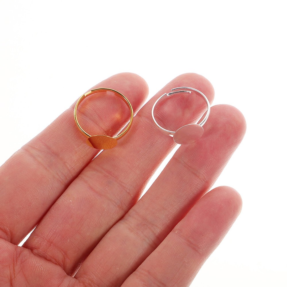 80pcs Adjustable Ring Blanks DIY Ring Base Flat Round Pad Ring Flat Ring Base