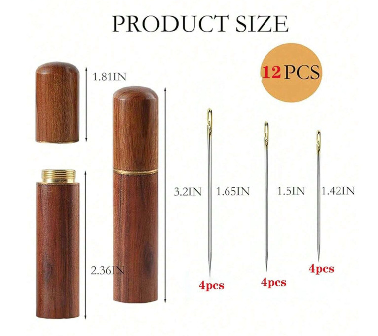 12pcs Hand Sewing Needles Set w/ Threader & Storage Box - NEW