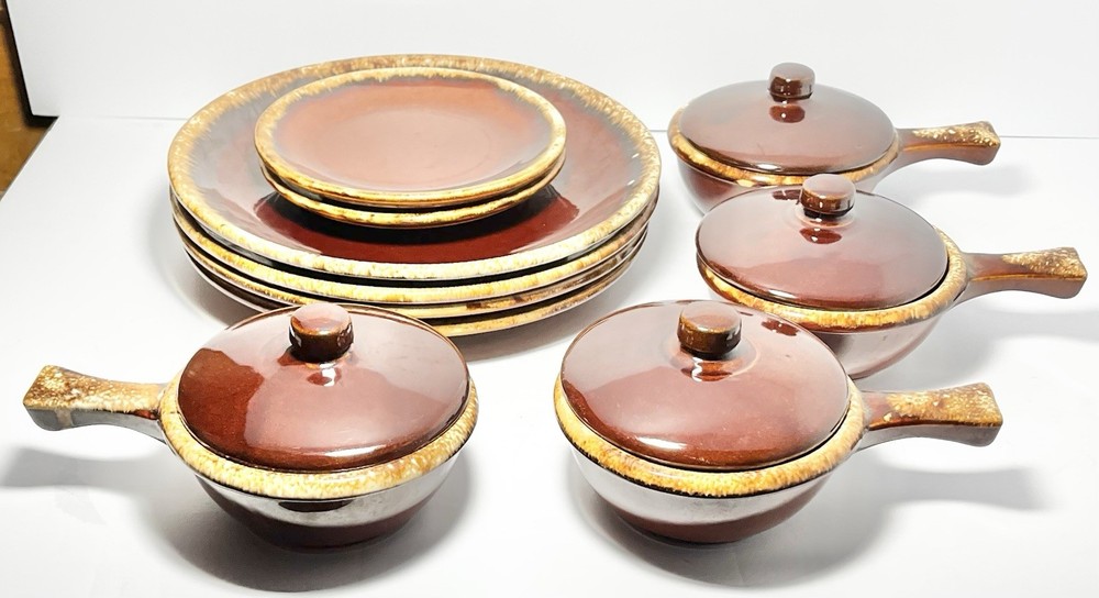 Hull “Brown Drip” 6-Piece Ceramic Dinnerware Set