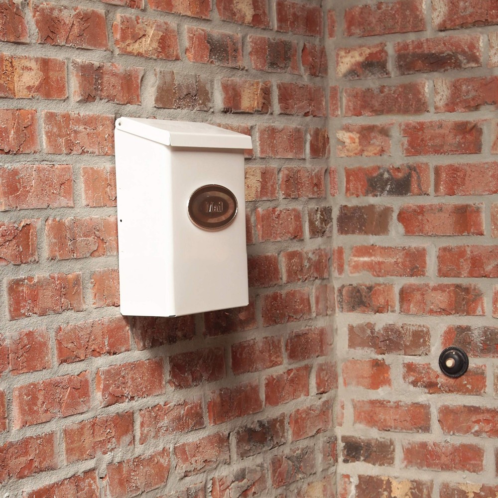 Designer Locking Medium Capacity Galvanized Steel White, WallMount Mailbox, D...