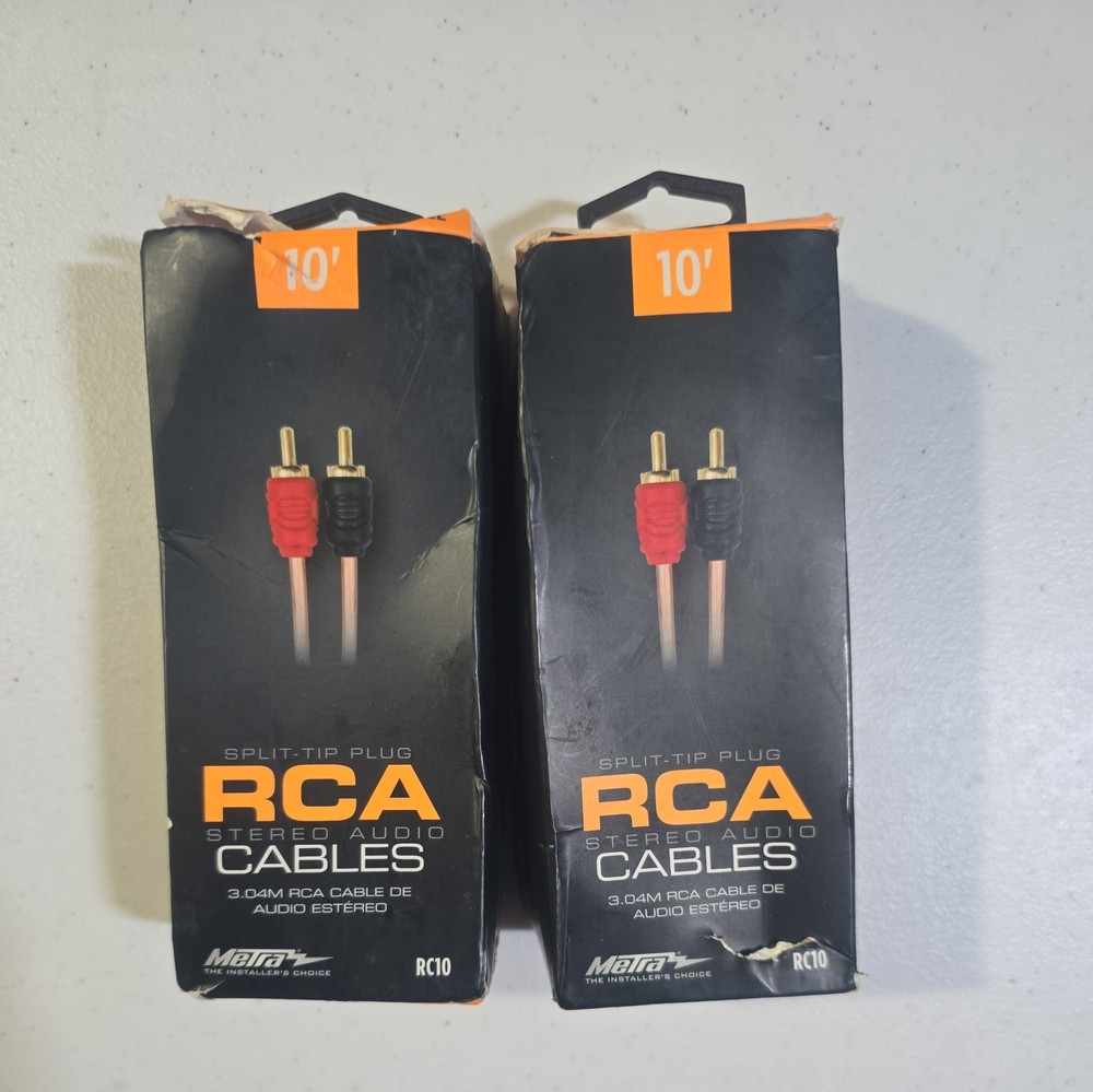 2x SPLIT-TIP PLUG RCA STEREO AUDIO CABLES RC10