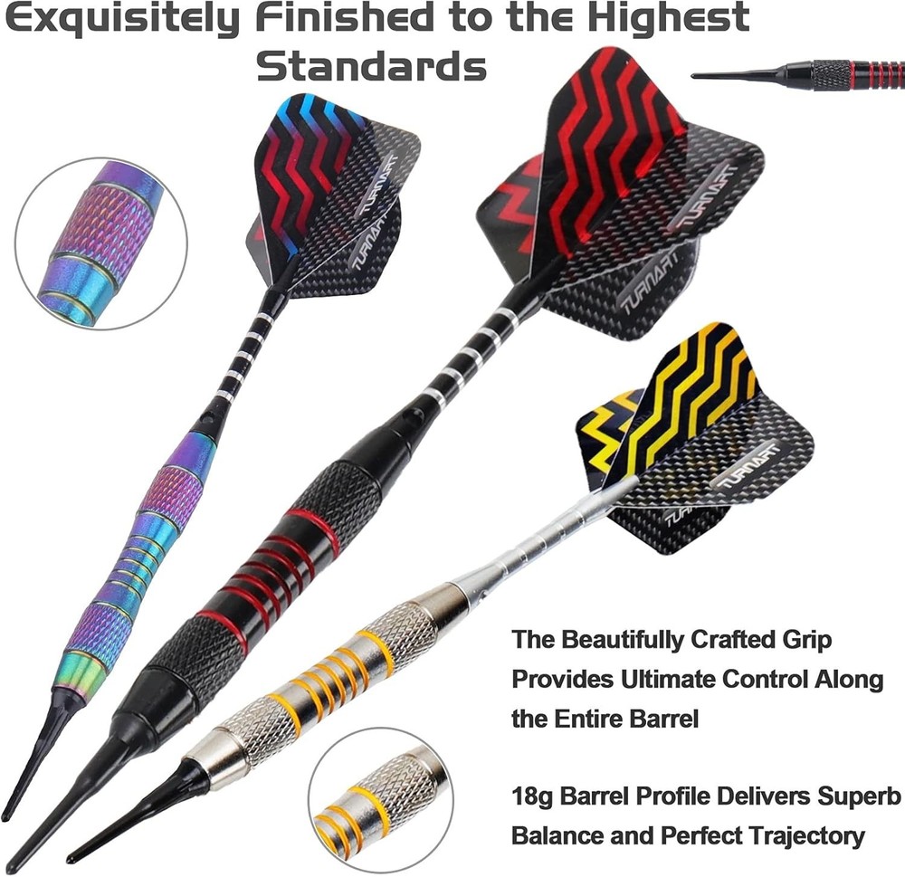 18g Soft Tip Darts - Complete Set with Extra Tips and Tools