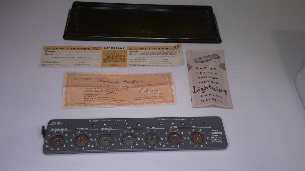 Large Bakelite/ Catlin brown Lightening Adding machine removable w/ instructions