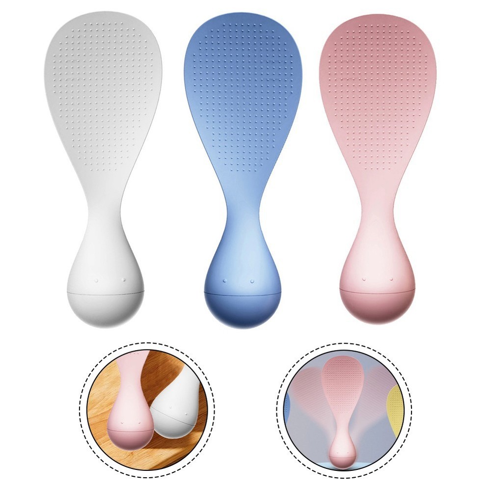 Heatable Plastic Rice Spoon Designed to Stand Upright During Cooking Tasks