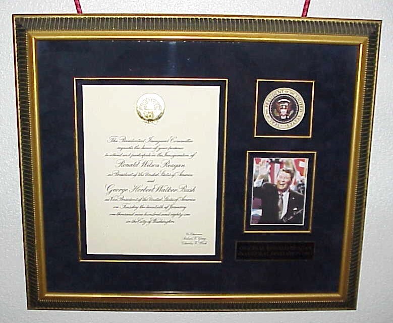 FRAMED INVITATION TO THE INAUGUATION OF PRESIDENT RONALD REAGAN 1/12/81