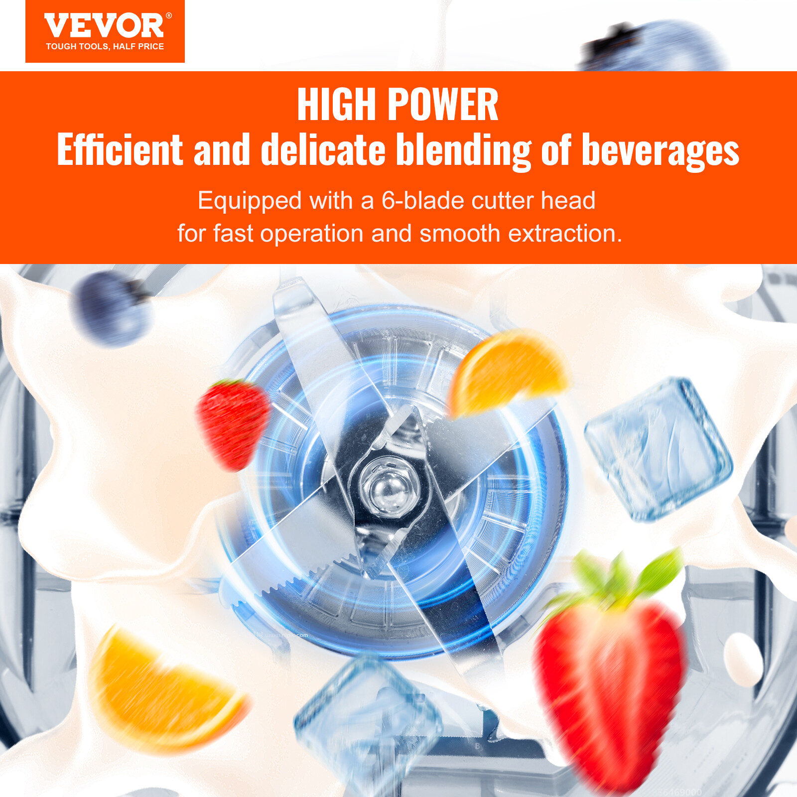VEVOR 2L Smoothie Blender Professional Countertop Fruit Juicer Smoothie Shakes