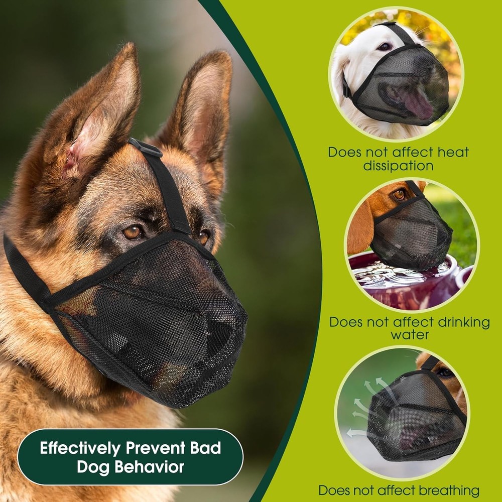 Adjustable Dog Muzzle Large Dogs Breathable Mesh Rubber Muzzles Anti-Dropping