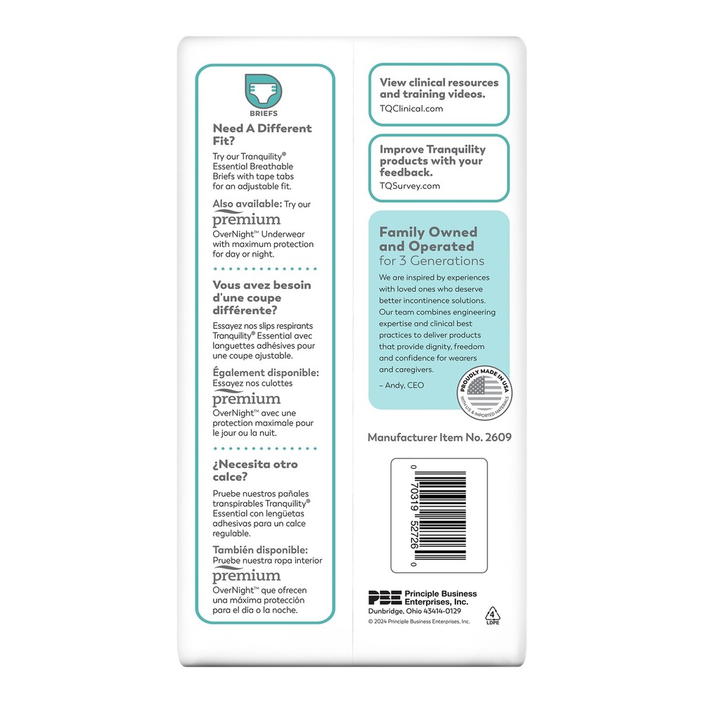 Tranquility Disposable Underwear 3X-Large 40 Ct