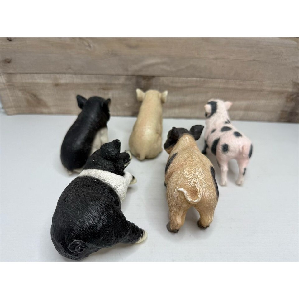 Gerson Farmhouse Pig Figurines Set of 5 Rustic Country Decor Multicolor