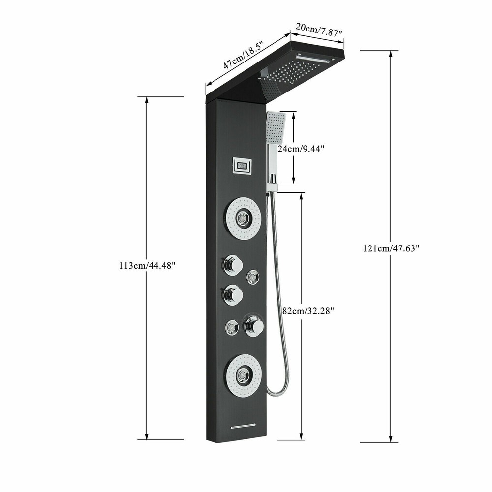 Shower Panel Tower System Stainless Steel 5 Function Rain&Waterfall Faucet Set