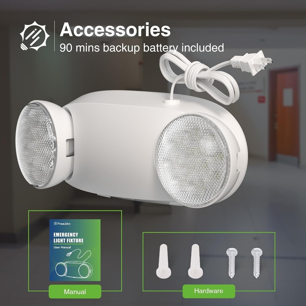 4 Pack LED Emergency Exit Light Adjustable 2 Head With Battery Back-up for HOME