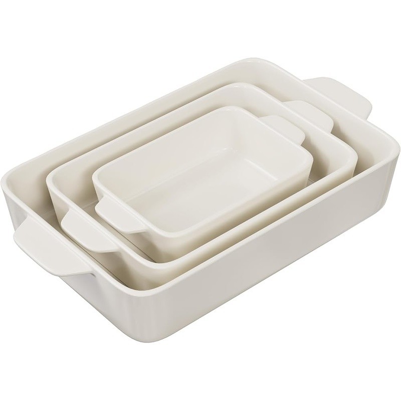Nonstick Ceramic Bakeware Set Oven Safe Stackable W/ Handles Dishwasher Safe New