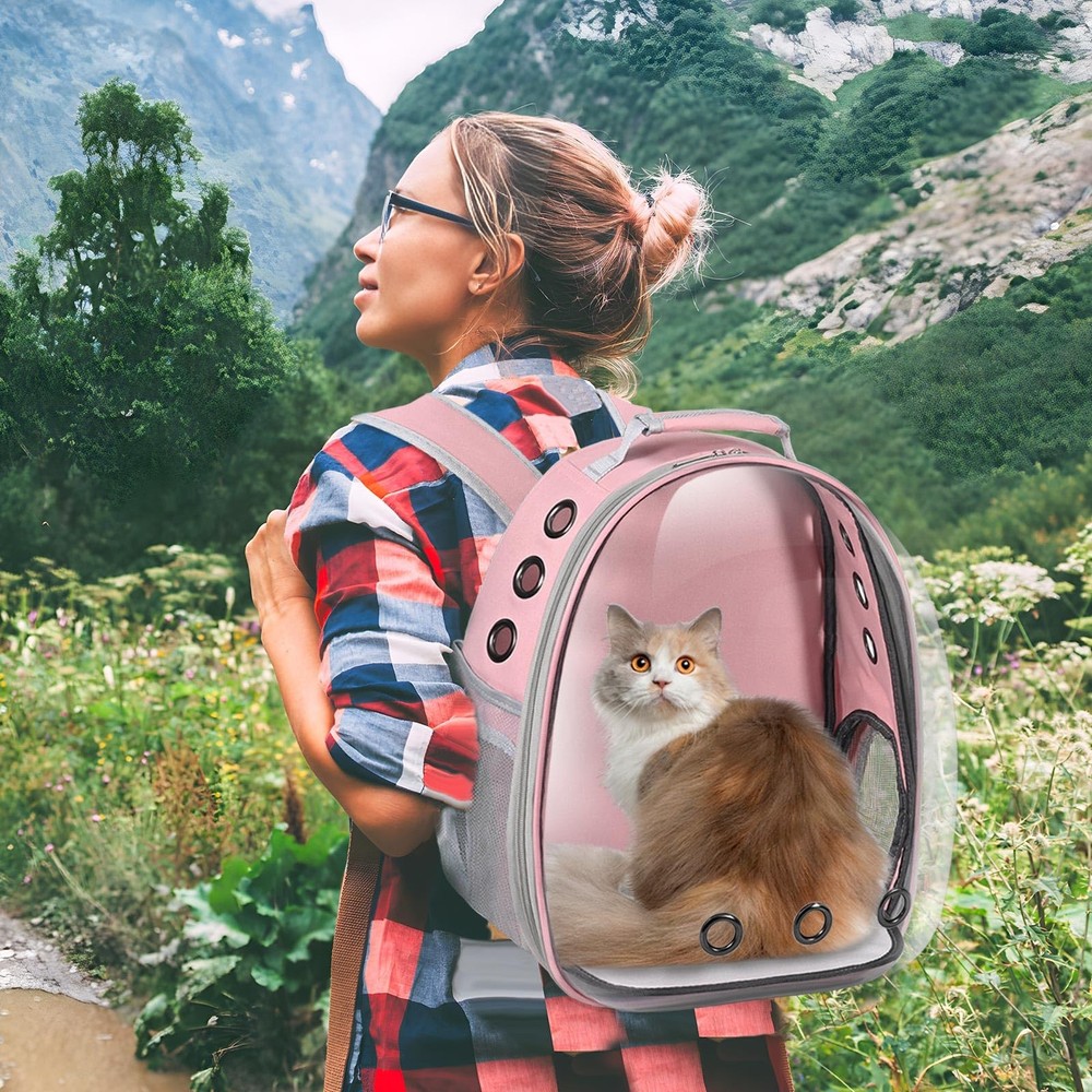 Cat Carrier Backpack, Pet Carrier Backpack Front Pack for Small Medium Cat Pink