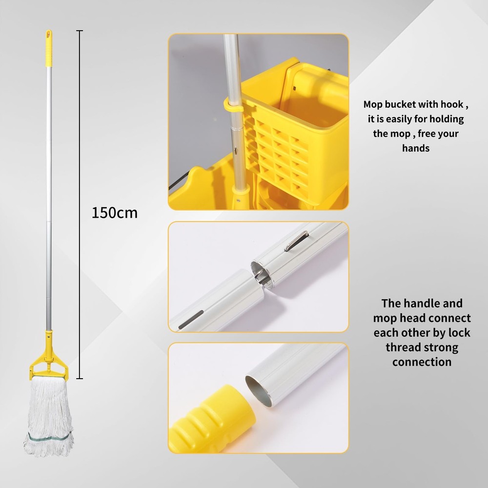 Side Press Wringer Combo Commercial Floor Cleaning Rectangular Mop Bucket on ...
