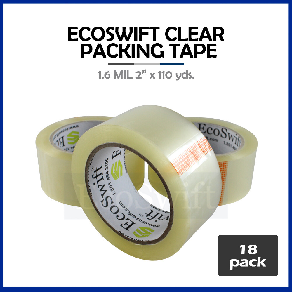 18 ROLLS EcoSwift Carton Box Packaging Packing Tape 1.6mil 2 x 110 yard (330 ft)