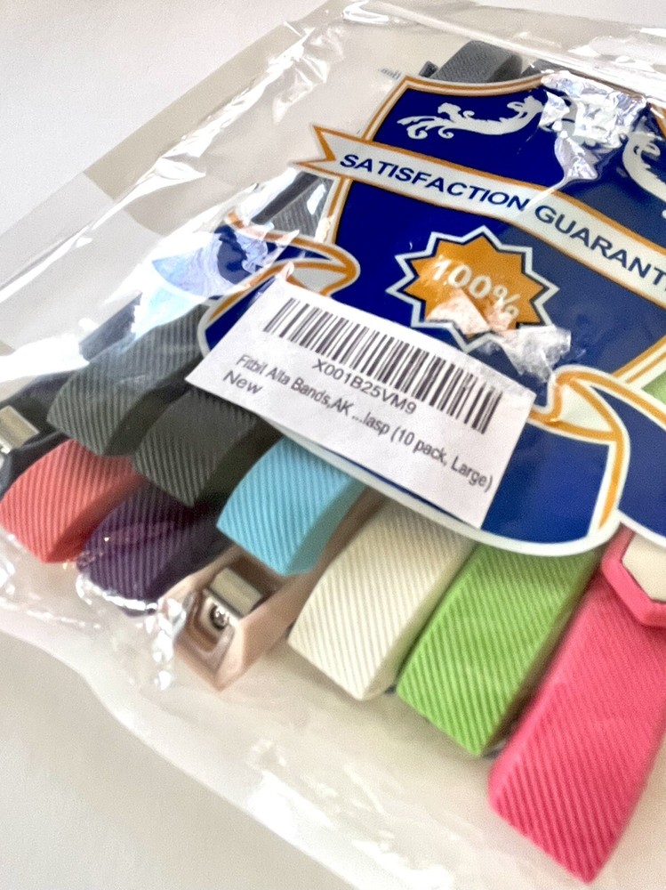 FITBIT ALTA BANDS Assorted Colors 10-pack Size Large NEW IN PACKAGE