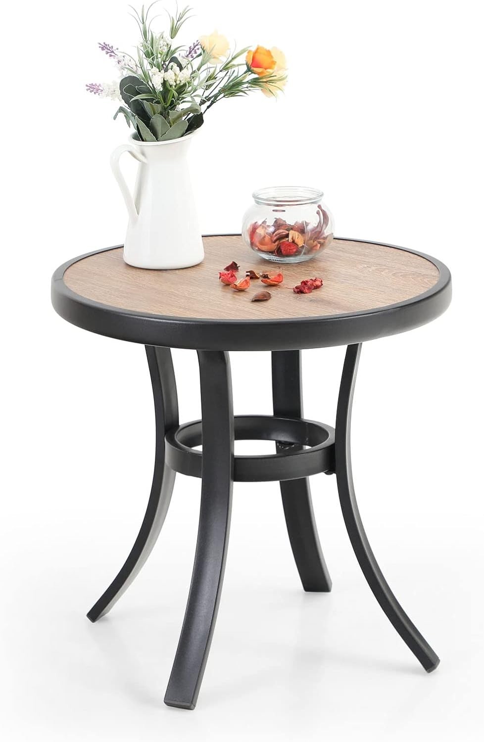 Outdoor Round Side Table Coffee Table Bistro Table Porch Side Table Metal Frame