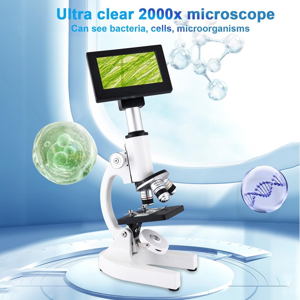 Microscope 40X-2500X Magnification HD Wide Angle Eyepieces