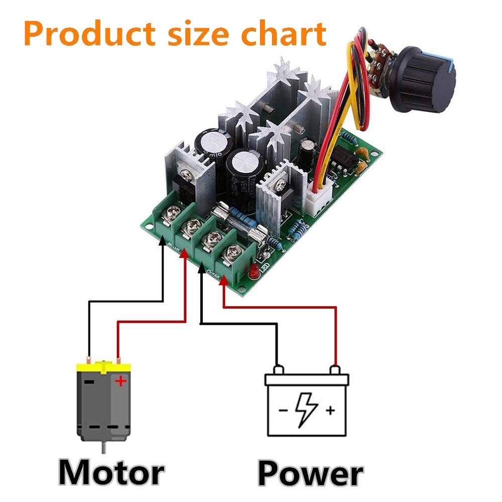 DC Motor Controller Assembly 12V 24V 36V 48V High Power Drive Module Adjustab.