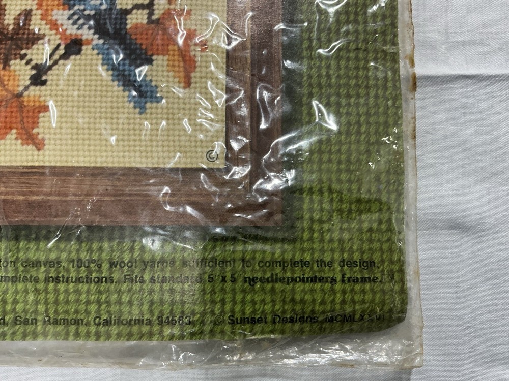 1971 Needle Pointers “Bluebird” #5504, Needlepoint Kit, Partially Completed