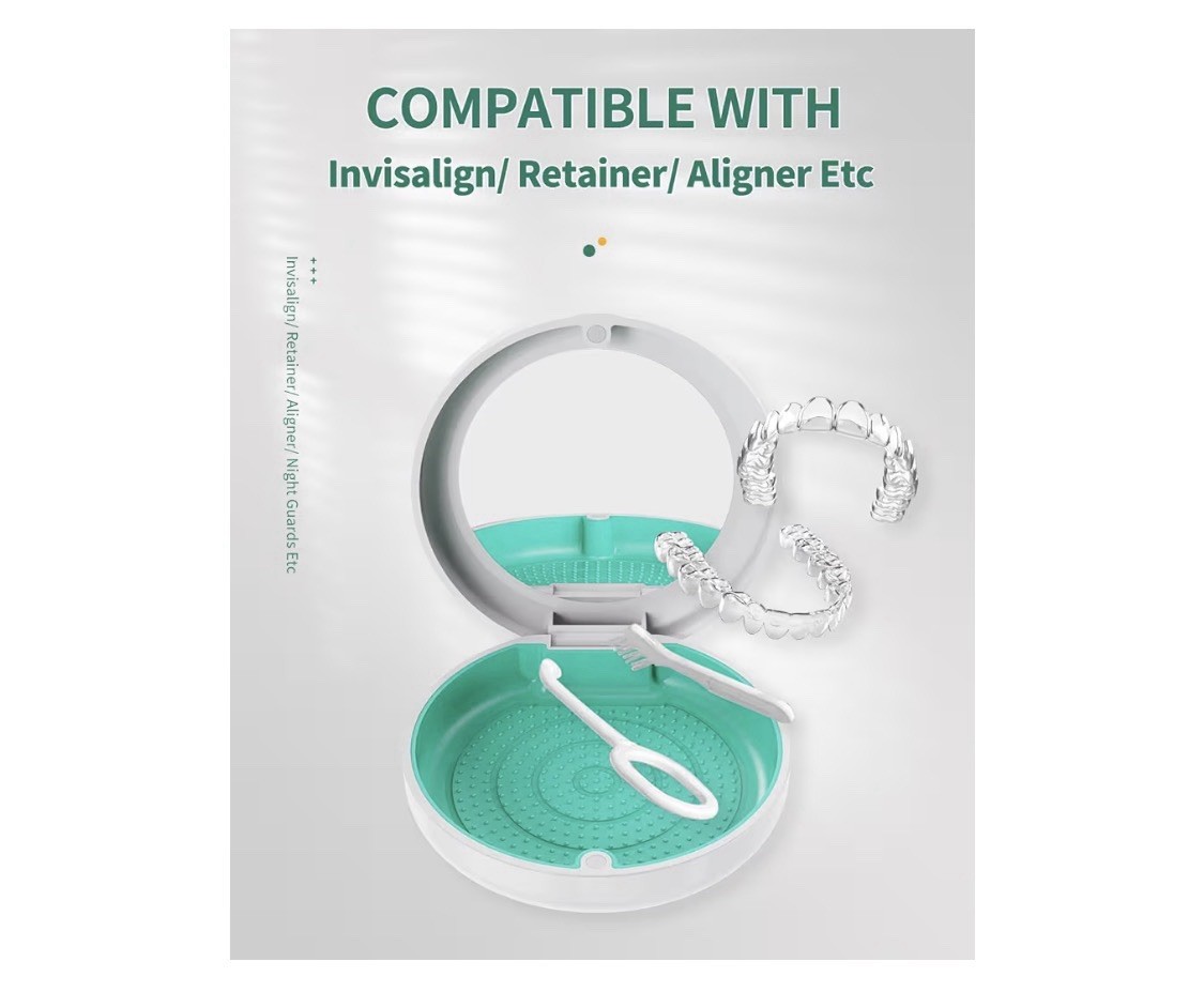 Slim Retainer Aligner Case with Mirror & Remover Tool for Invisalign, Night Guar