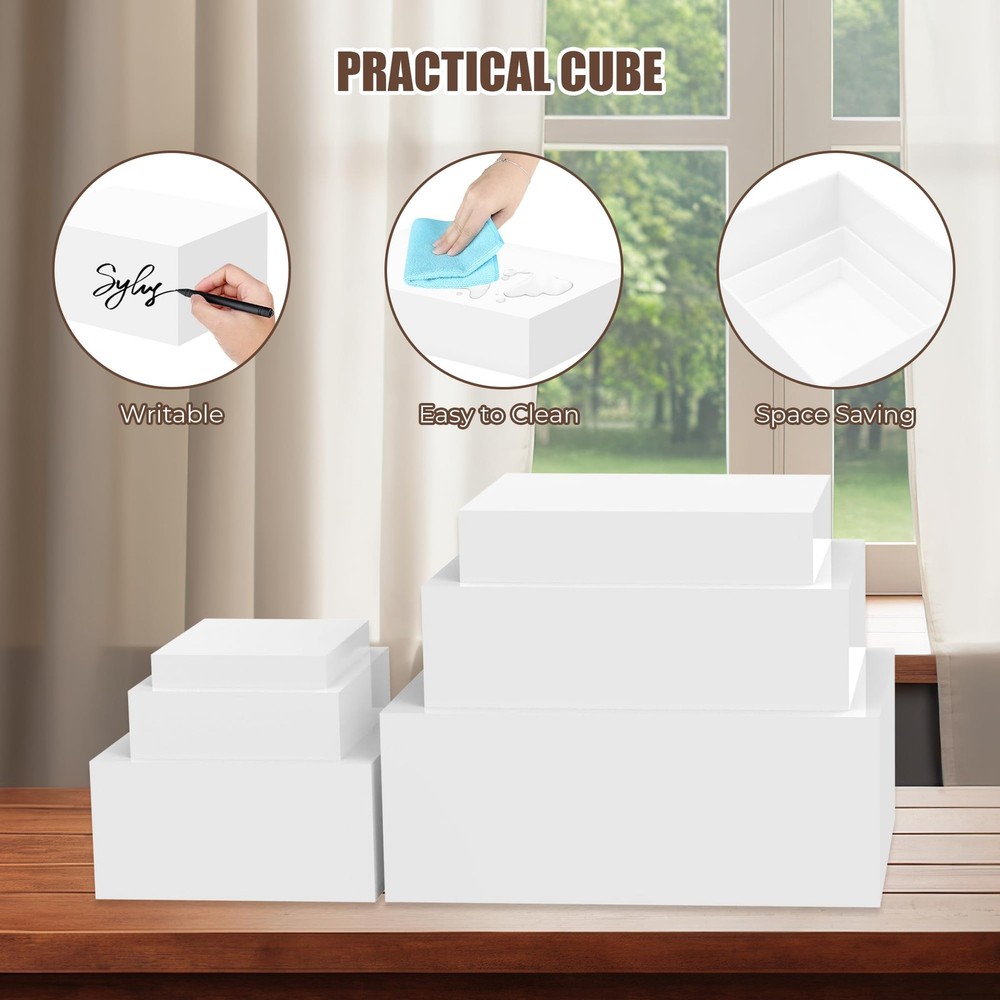 6 PCS Extra Large Buffet Risers Set, White Acrylic Food Risers for Buffet Tab...