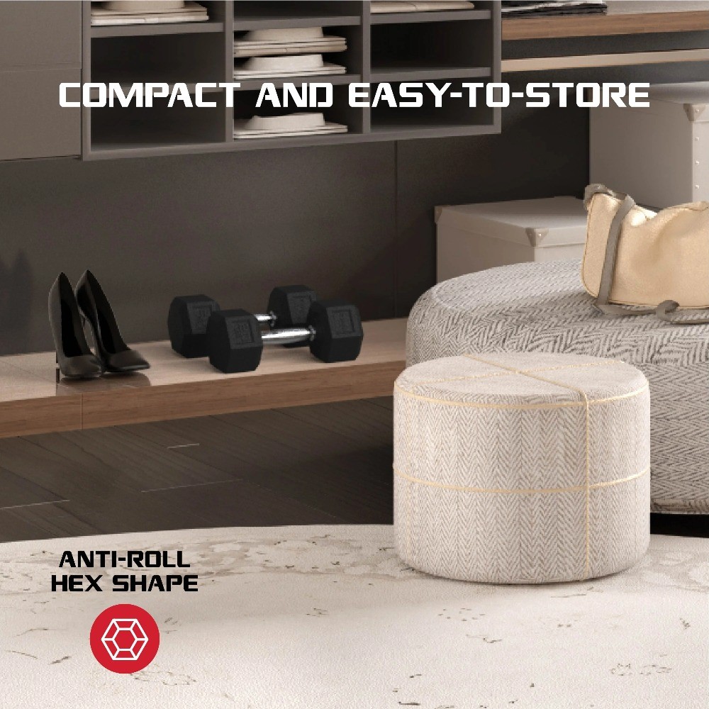 15lbs Rubber Hex Dumbbell Set – Solid Steel Handles