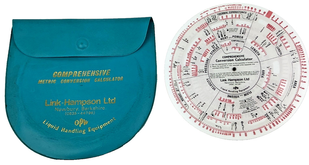Comprehensive Circular Conversion Calculator Slide Rule Link Hampson Ltd cased