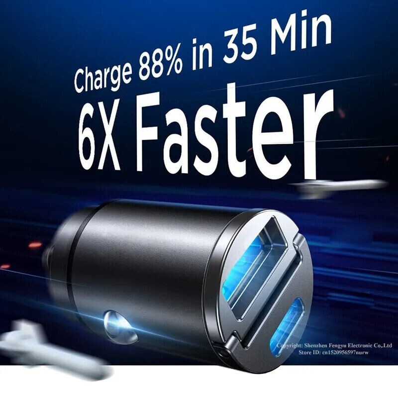 100W Super Fast Phone Car Charger Adapter USB Type C For iPhone Samsung Android