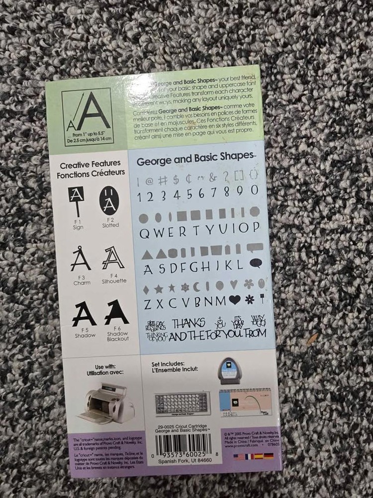 RETIRED Cricut "George & Basic Shapes" Font Cartridge