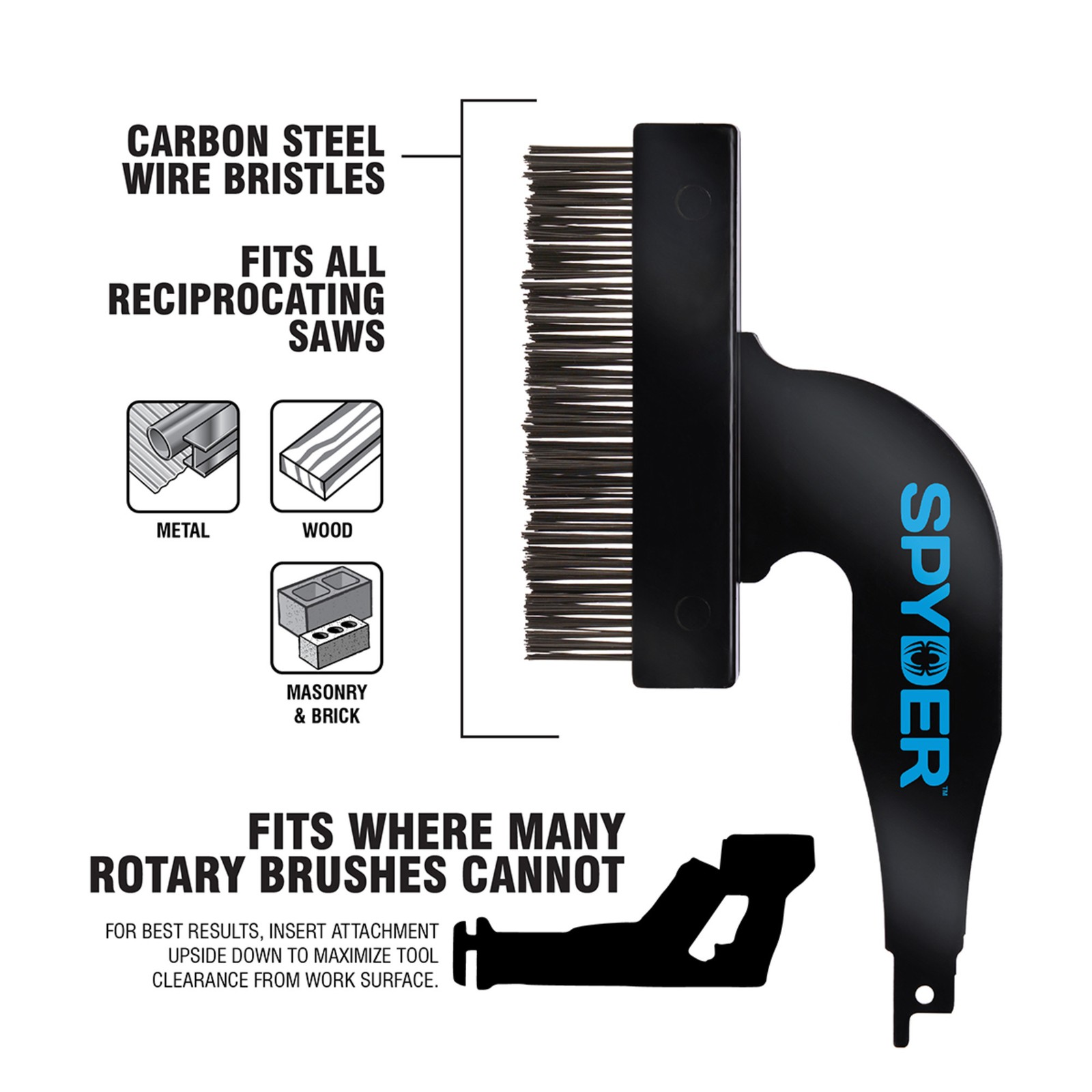 Spyder Steel Wire Brush Reciprocating Saw Blade Attachment, 400005