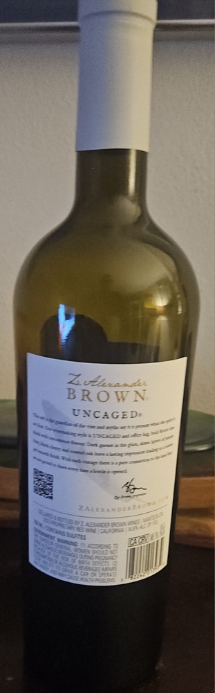 Z. Alexander Brown Uncaged Red Blend EMPTY Red Wine Bottle. With Cork