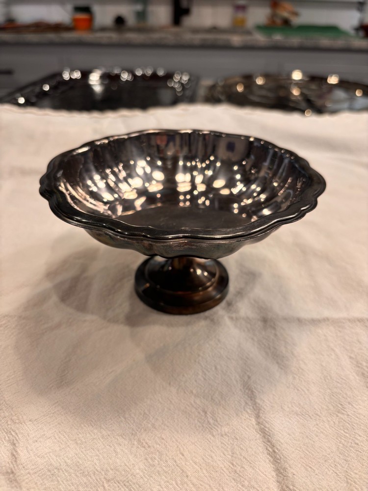 Vintage Silverplate Candy Dish with Scalloped Rim