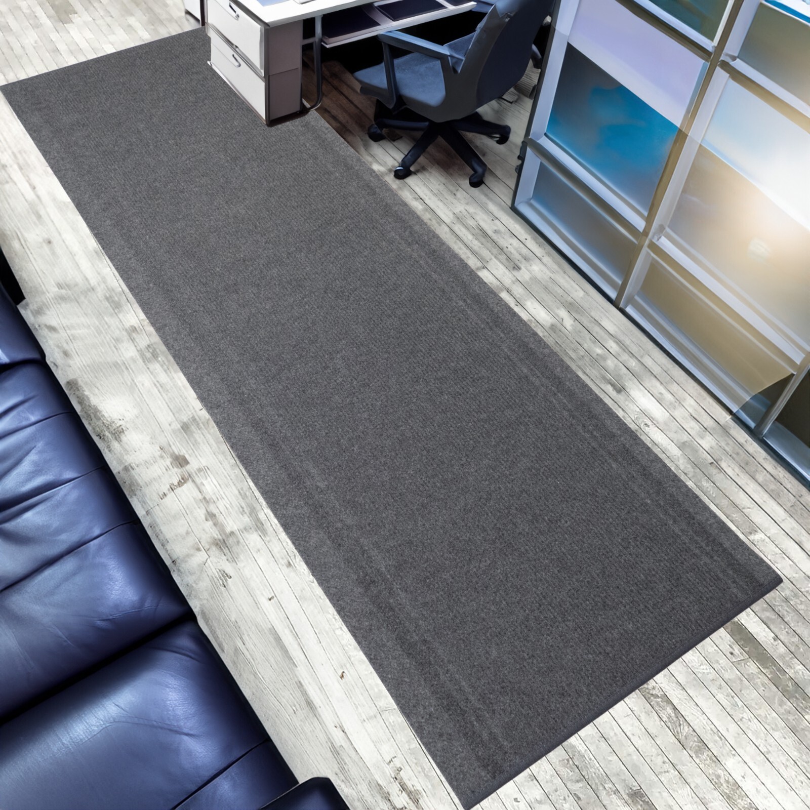 Anti Slip Light Weight Low Profile Gray Rug Runner Hallway Office Outdoor