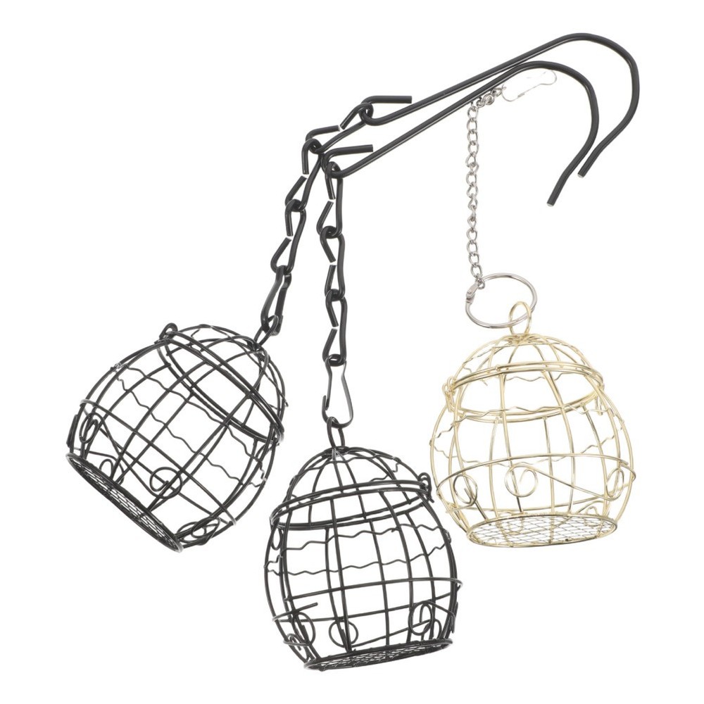 3PCS Empty Bird Nesting Material Holder: Outdoor Hanging Iron Cage - Refillable