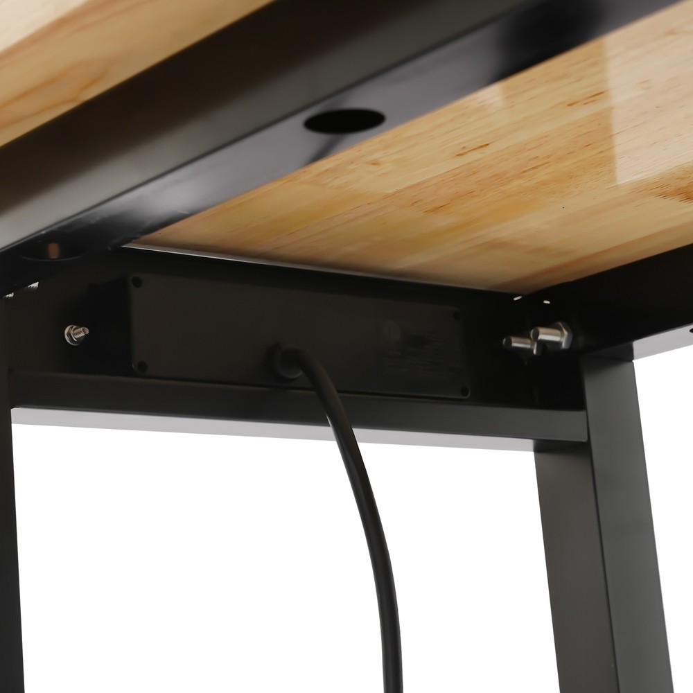 Adjustable Height Workbench w/ Power Strip Working Table Heavy-Duty Work Desk