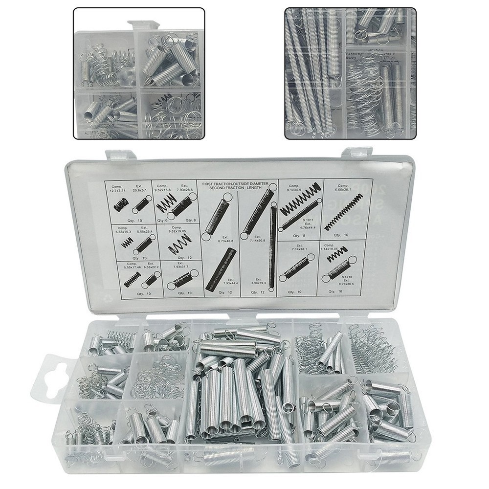 200 PCS Metal Compression and Tension Spring Set for Mechanical Devices