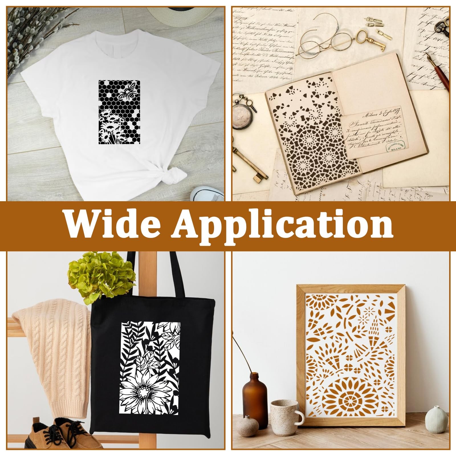 12 Pcs Reusable Abstract Geometric Stencils for Painting and Crafts