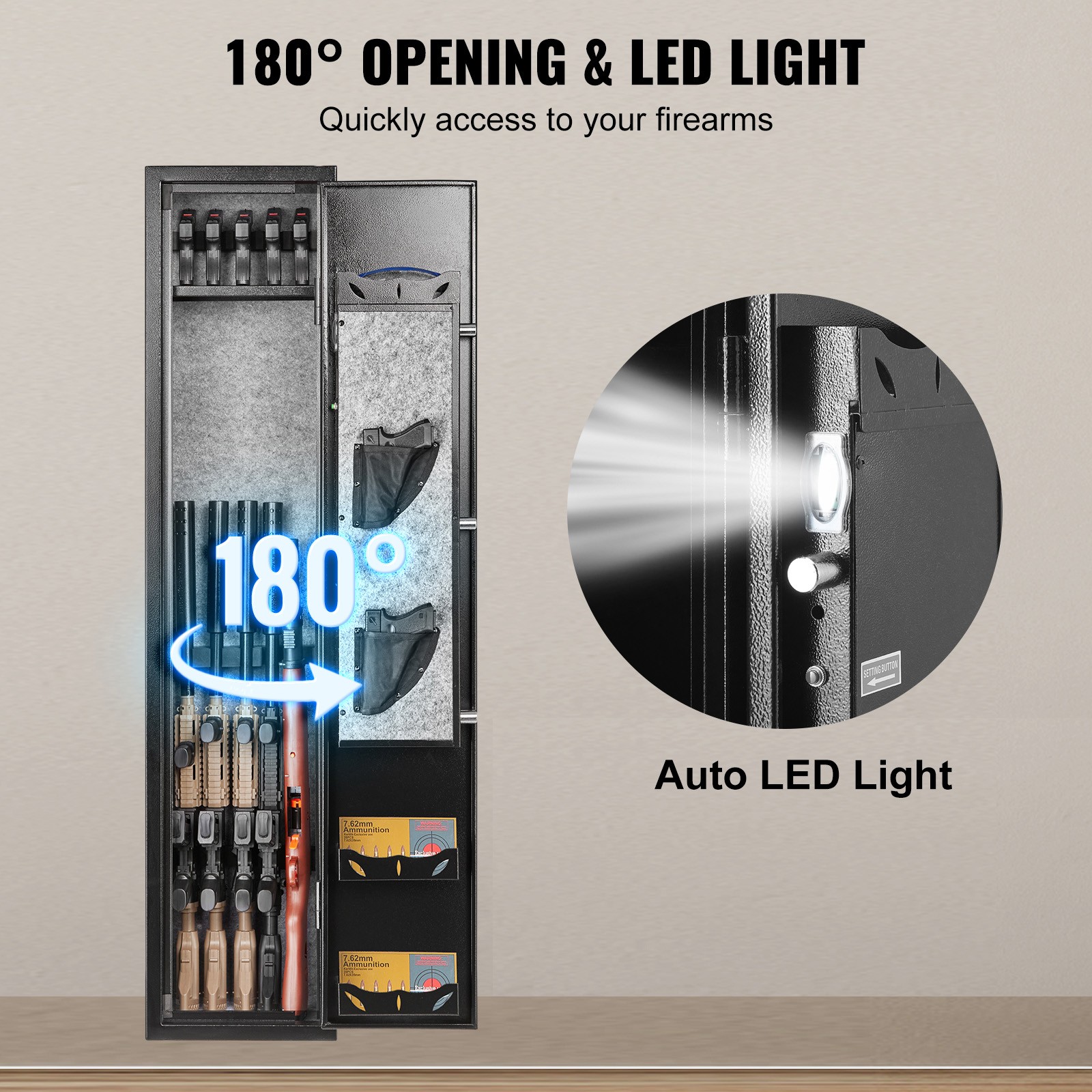 Gun Safe Rifle Safe with Fingerprint Lock for 5 Rifles and 4 Pistols