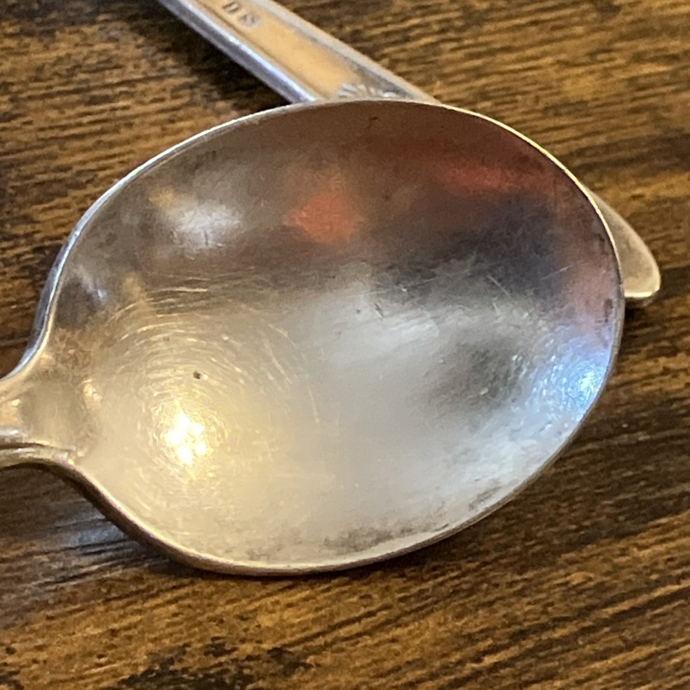 Vintage Rogers Bros. “First Love”Children’s Spoon & Fork Set Silverplate 4” Long