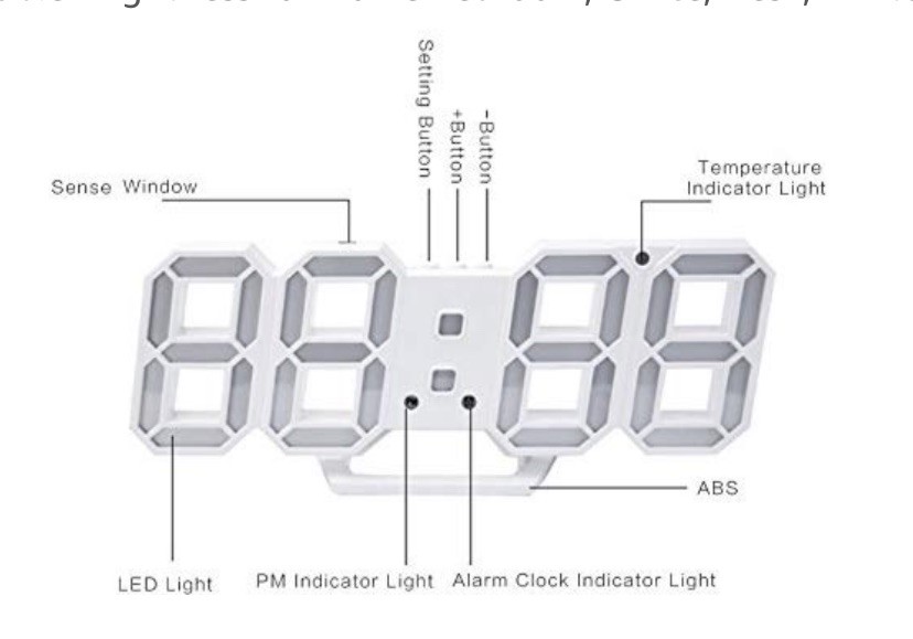 Amisofia 3D LED Digital Alarm Clock Multi-Function Electronic Wall Alarm Clock