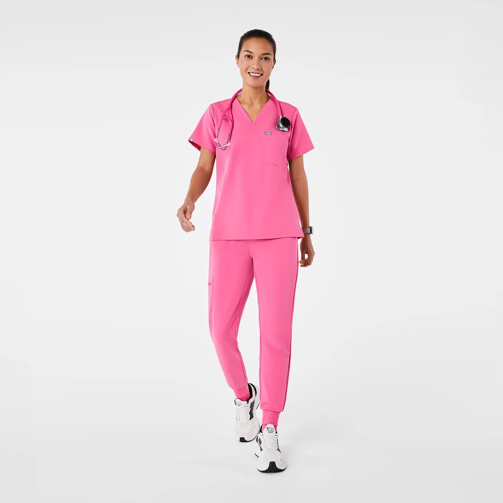 FIGS Catarina Scrub Top Zamora Joggers Set Small F*ing Pink 🎀 FREE SHIP