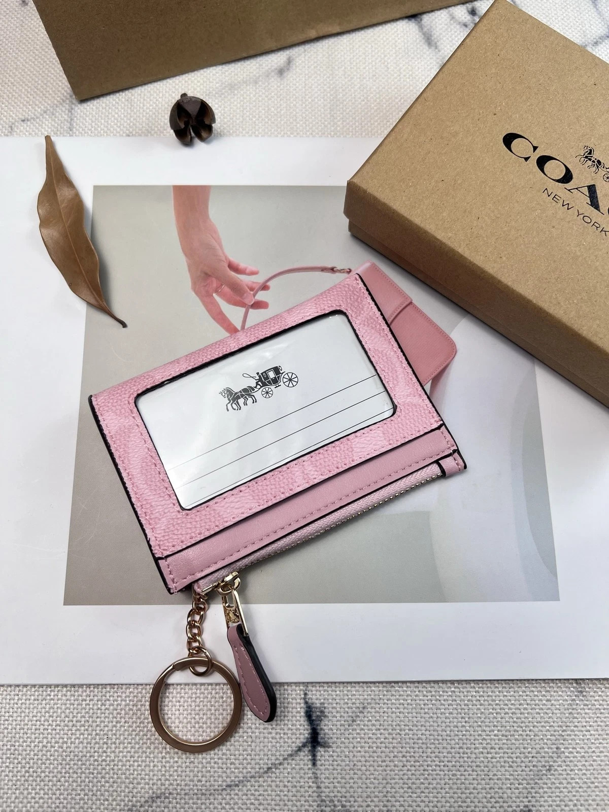 NWT COACH Mini Skinny Id Case In Signature Canvas With Print CW870