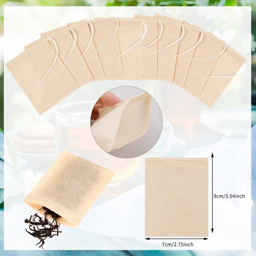 Empty Tea Bags - 300 Pcs Disposable Drawstring Unbleached Filter Bags for Loo...