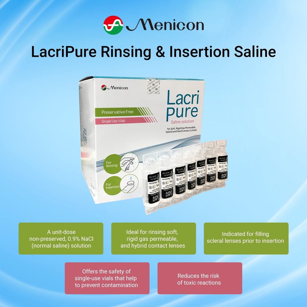 Saline Contact Lens Solution 98 Vials 5ml for Rinse & Insertion