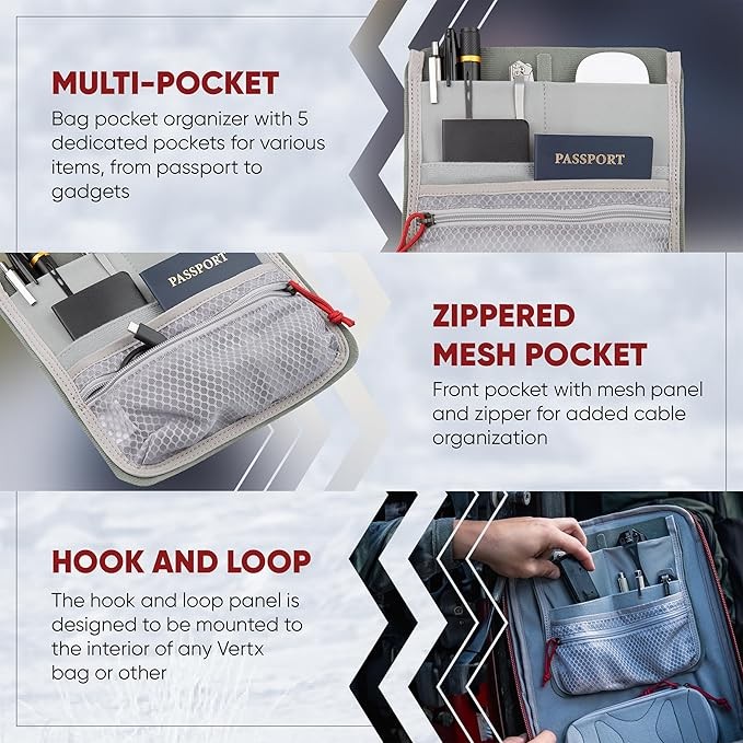Vertx Multi Pocket Organizer Insert Admin for Backpack, Bag Organization VTX5236