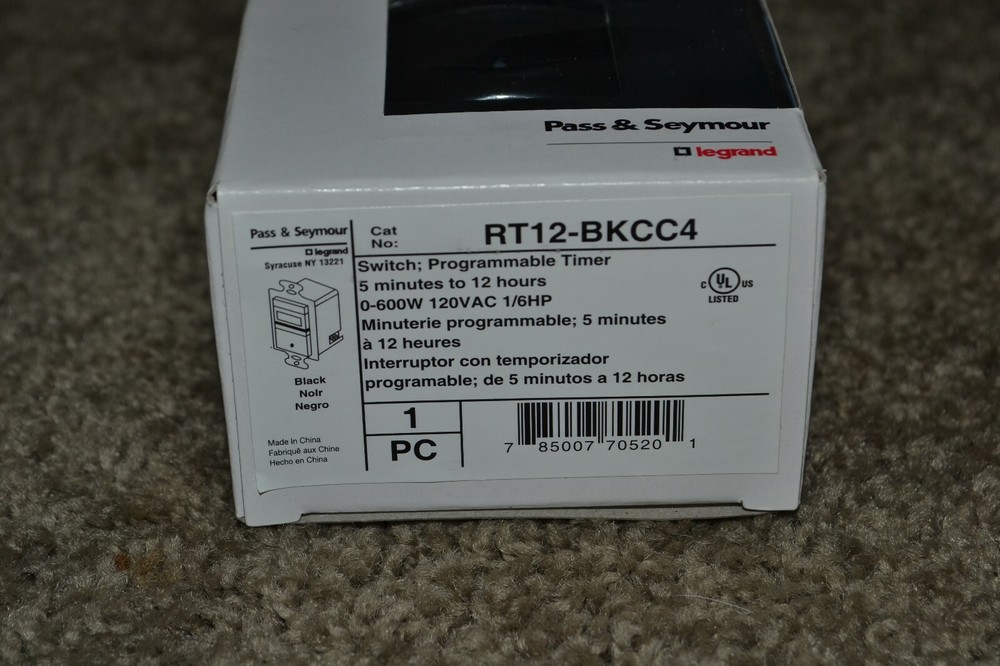BRAND NEW Pass & Seymour Legrand RT12-BKCC4 Programmable Digital Timer Switch
