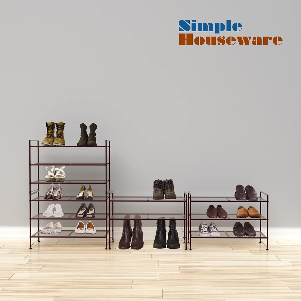 3-Tier Stackable Mesh Shoe Rack, Bronze