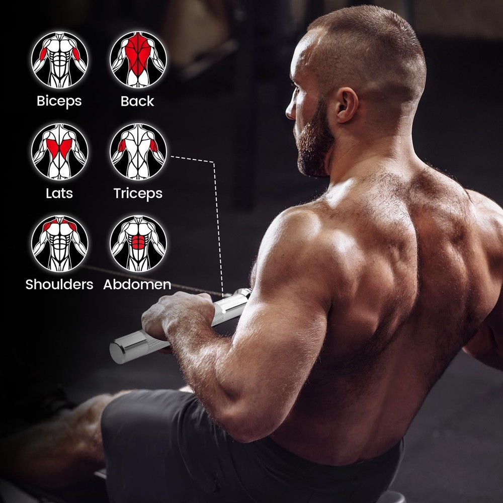 Straight Rotating Bar, 360° Rotating Straight Pull Down Bar Cable Machine Att...