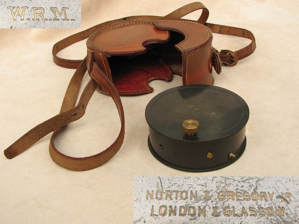 Antique Norton & Gregory large optical square in leather case.